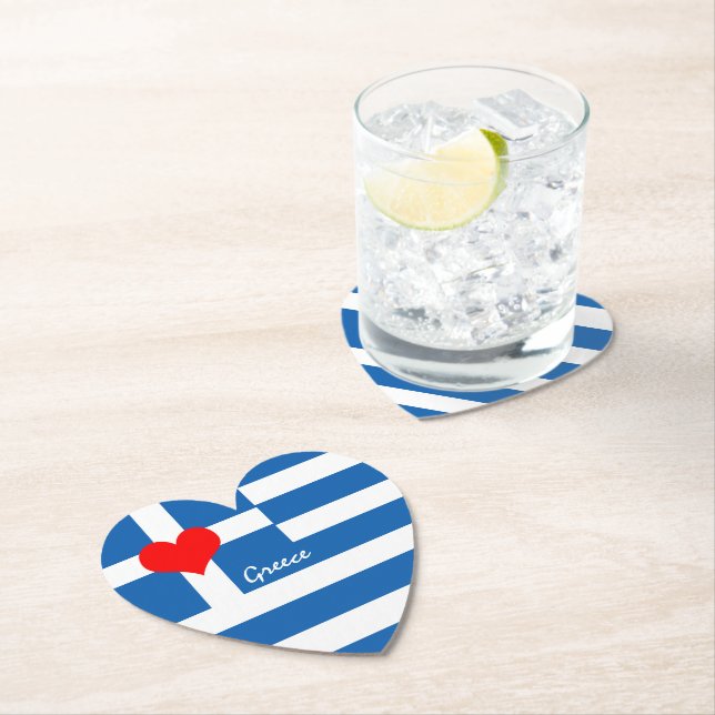 Griechischer Untersetzer, Rotes Herz, Hochzeit / G Untersetzer (Vor Ort)