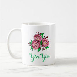 Griechischer YiaYia-Becher mit Rosen Kaffeetasse