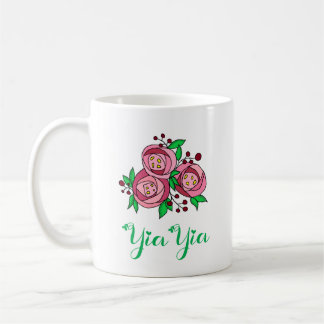 Griechischer YiaYia-Becher mit Rosen Kaffeetasse