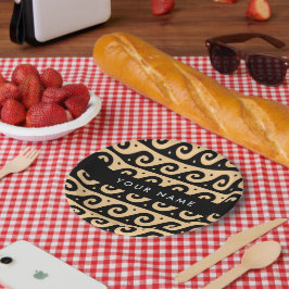 Griechischer Zeigerschlüssel, Wave Key, Braun, Ihr Pappteller