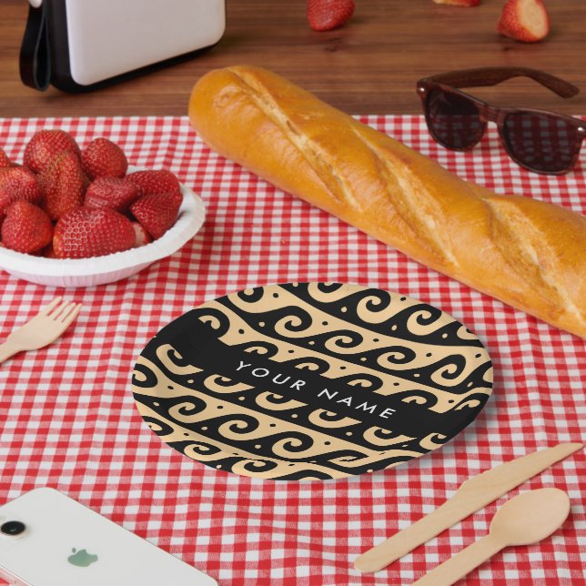 Griechischer Zeigerschlüssel, Wave Key, Braun, Ihr Pappteller (Picknick)