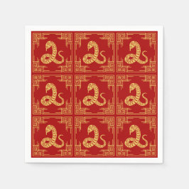 Griechischer Zierrahmen Gold Schlange Muster Rot Serviette