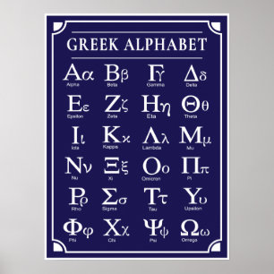 Griechisches Alphabet Blue Poster