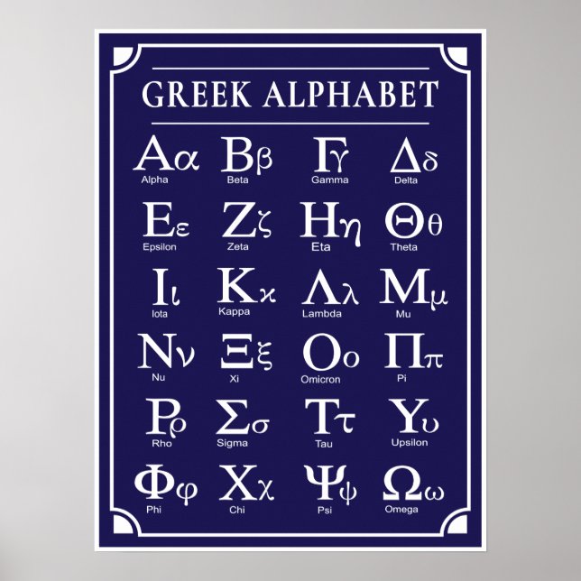 Griechisches Alphabet Blue Poster (Vorne)