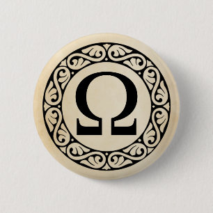 Griechisches Alphabet Letter Omega Button