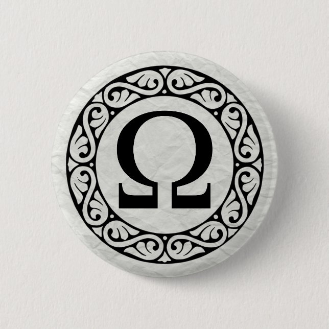 Griechisches Alphabet Letter Omega Button (Vorderseite)