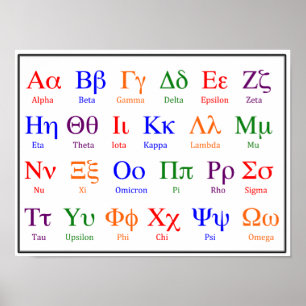 Griechisches Alphabet-Poster - farbenfrohe Groß- u Poster