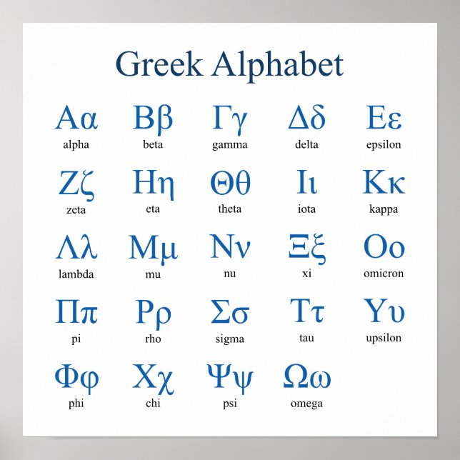 Griechisches Alphabet Square Poster (Vorne)