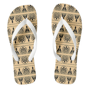 Griechisches Arabesken-Mittelmeer-Muster Braun Flip Flops