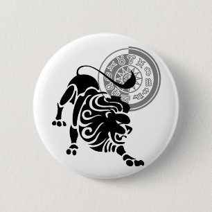 Griechisches Art Löwe-Löwe-Tierkreis-Diagramm Button