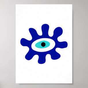 Griechisches Auge Modern Blue Splash Design Poster