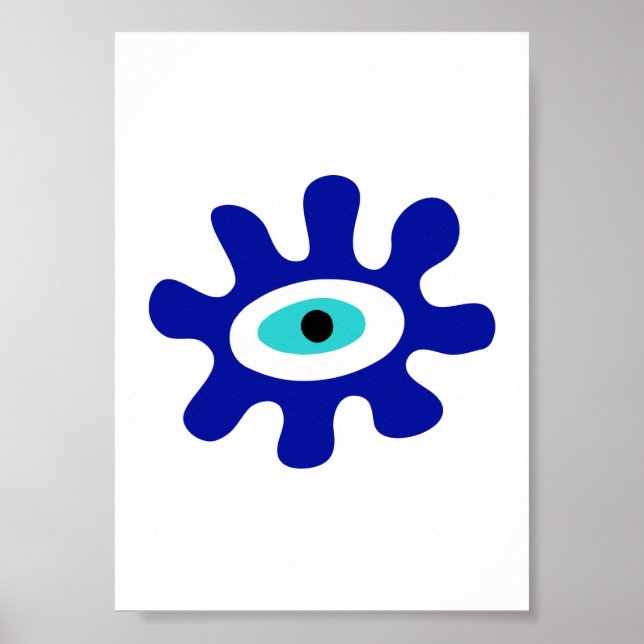 Griechisches Auge Modern Blue Splash Design Poster (Vorne)
