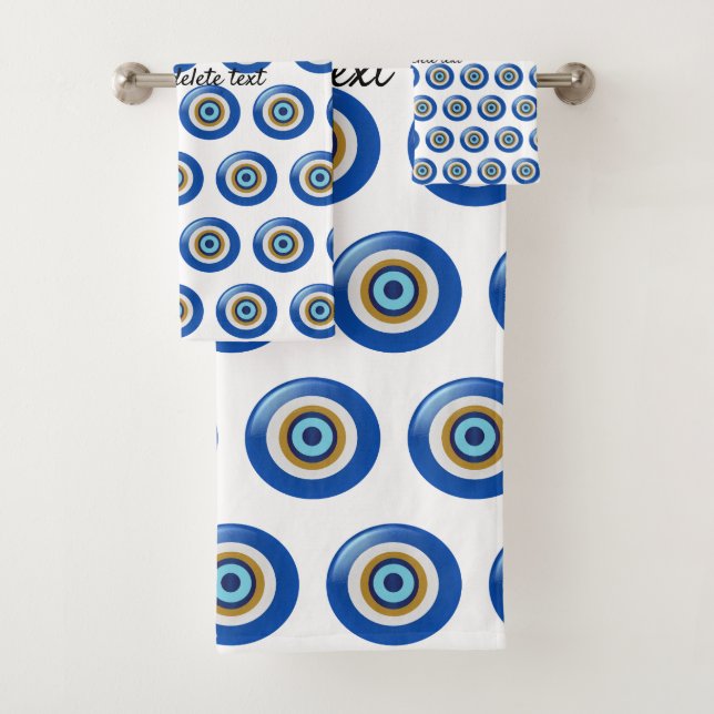 griechisches Augendesign nur noch Text hinzufügen Badhandtuch Set (Insitu)