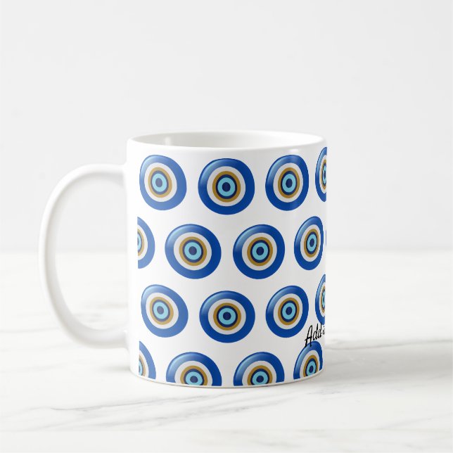 griechisches Augendesign nur noch Text hinzufügen Kaffeetasse (Links)