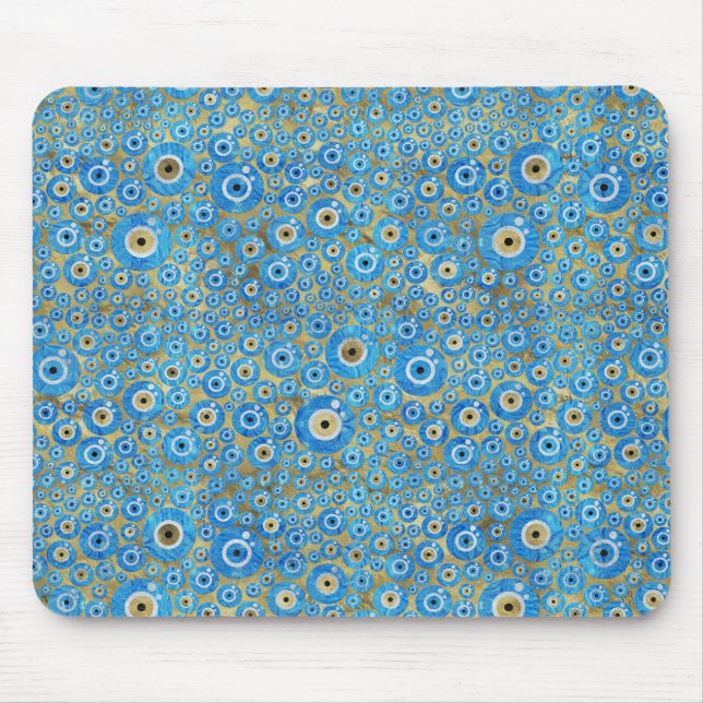 Griechisches blaues GlasBlicks-Amulett Mousepad (Vorne)