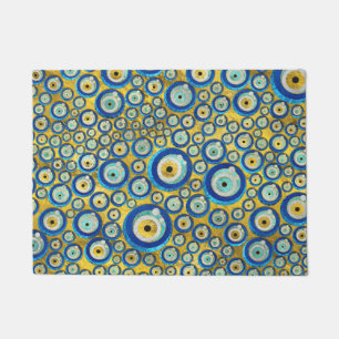 Griechisches blaues GlasBlicks-Amulett-Muster Fußmatte