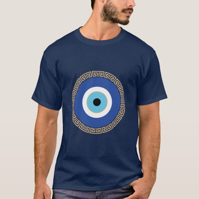 Griechisches böses Auge auf griechischer Ebene T-Shirt (Vorderseite)