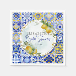 Griechisches Brautparty Blue Tiles Lemons Serviette