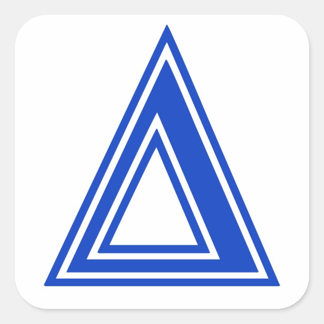 Griechisches Buchstabe-Deltablaue Quadratischer Aufkleber (Vorderseite)
