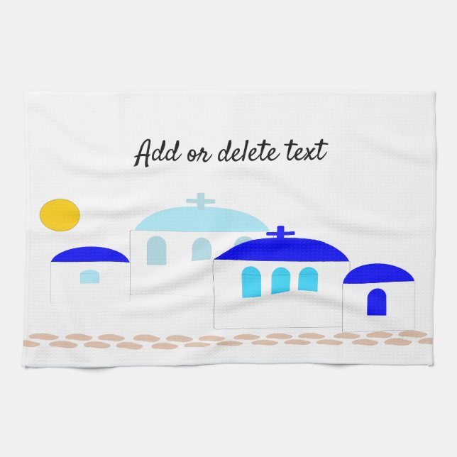 Griechisches Design, nur Text hinzufügen Geschirrtuch (Horizontal)