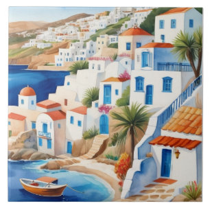 Griechisches Dorf am Meer, Griechenland Reisen Sou Fliese