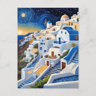 Griechisches Dorf auf der Hill-Seite mit Windmühle Postkarte