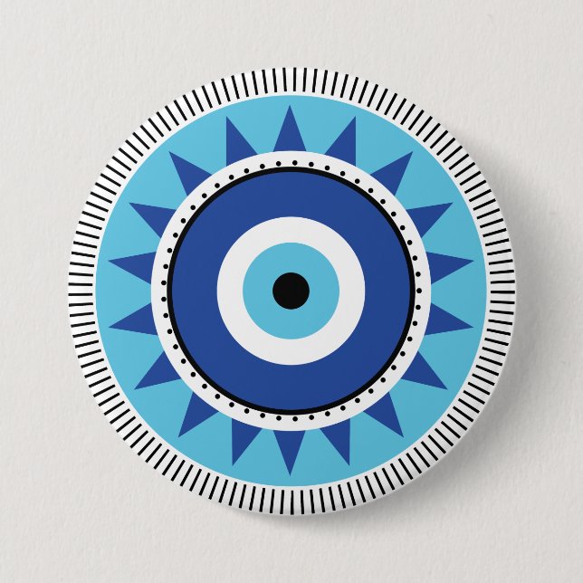 Griechisches Evil Eye Blau Button (Vorderseite)