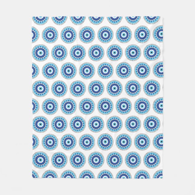 Griechisches Evil Eye Blau Fleecedecke (Vorderseite)
