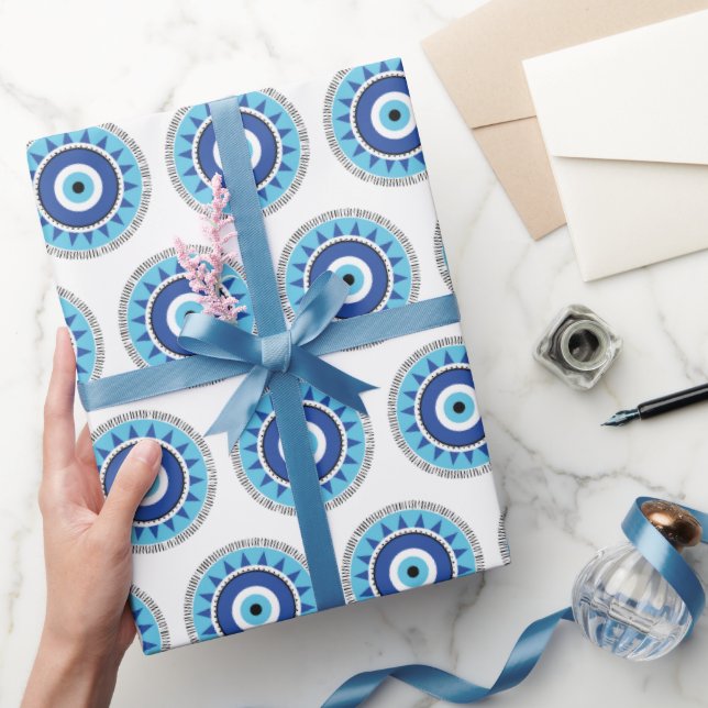 Griechisches Evil Eye Blau Geschenkpapier (Schenken)
