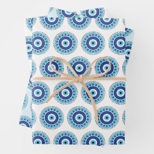 Griechisches Evil Eye Blau Geschenkpapier Set