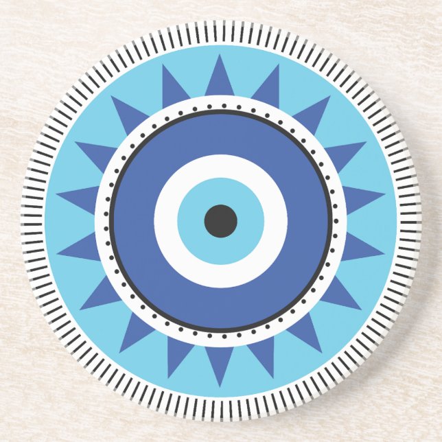 Griechisches Evil Eye Blau Getränkeuntersetzer (Vorne)