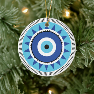 Griechisches Evil Eye Blau Keramik Ornament