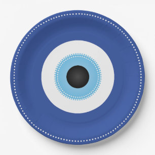 Griechisches Evil Eye Blau Pappteller
