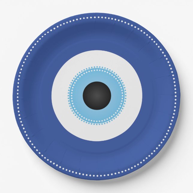 Griechisches Evil Eye Blau Pappteller (Vorderseite)