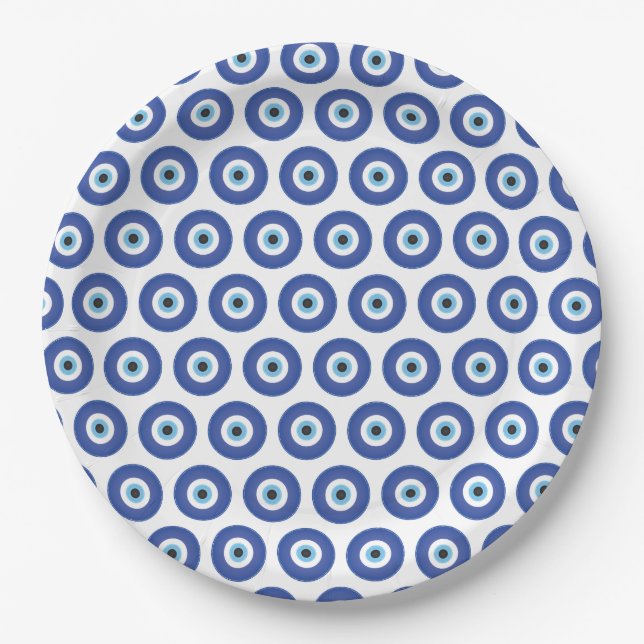 Griechisches Evil Eye Blau Pappteller (Vorderseite)