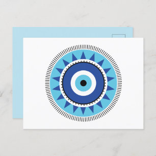 Griechisches Evil Eye Blau Postkarte