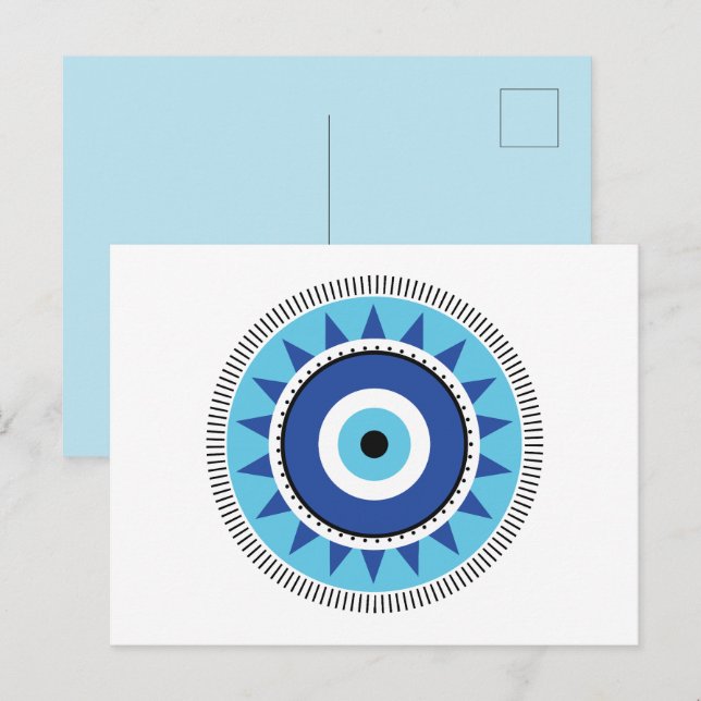 Griechisches Evil Eye Blau Postkarte (Vorne/Hinten)