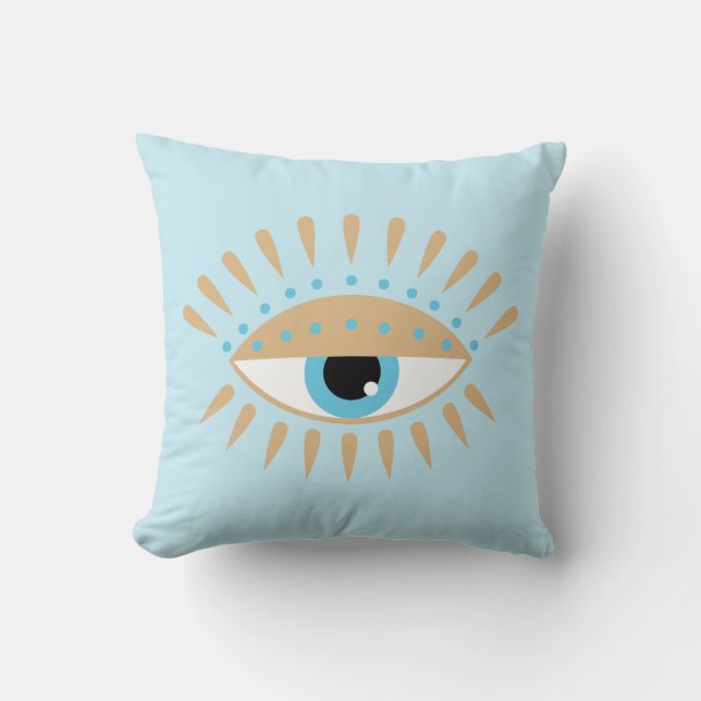 Griechisches Evil Eye Blue Kissen (Vorderseite)
