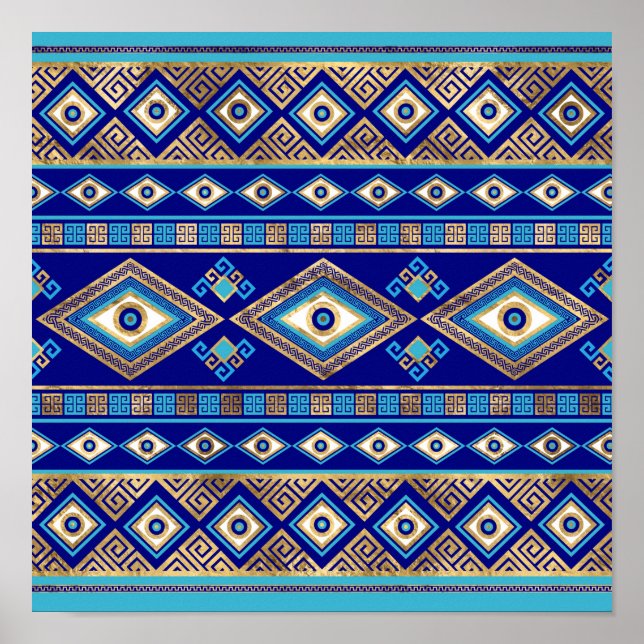 Griechisches Eye und Meander Key Ornament Poster (Vorne)