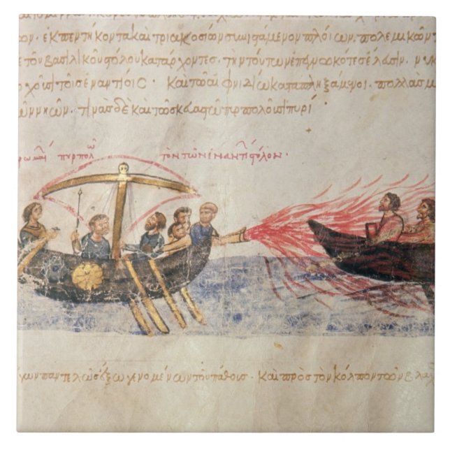 Griechisches Feuer (Pergament) Fliese (Vorderseite)