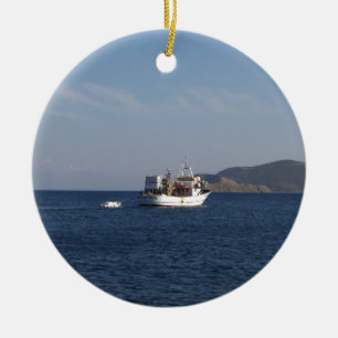 Griechisches Fischerboot Keramikornament