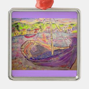 griechisches Fischerdorf Silbernes Ornament