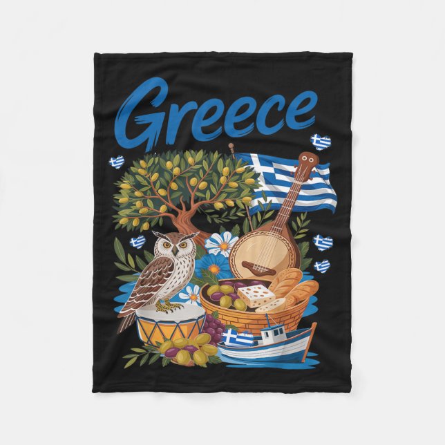 Griechisches Flaggen-Outfit für Kinder mit Helleni Fleecedecke (Vorderseite)