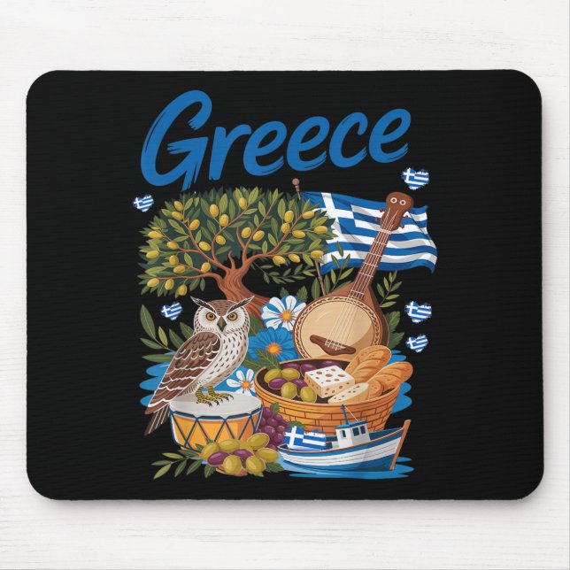 Griechisches Flaggen-Outfit für Kinder mit Helleni Mousepad (Vorne)
