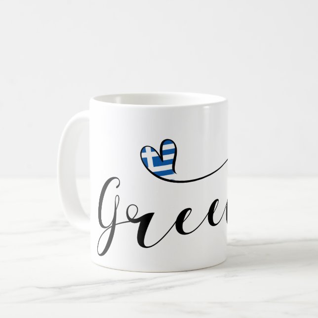 Griechisches Flaggenherz, Griechenland Kaffeetasse (Vorderseite Links)