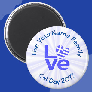 Griechisches Flaggenherz in blauer LIEBE Magnet