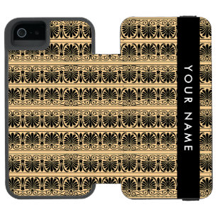 Griechisches Fret Arabesque Braun, Ihr Name, Perso Incipio Watson™ iPhone 5 Geldbörsen Hülle