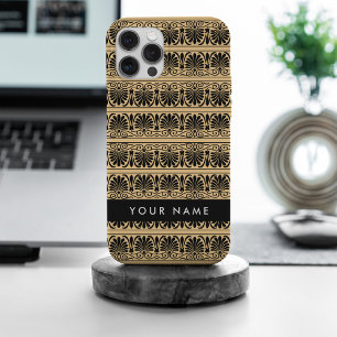 Griechisches Fret Arabesque Braun, Ihr Name, Perso iPhone 15 Pro Max Hülle