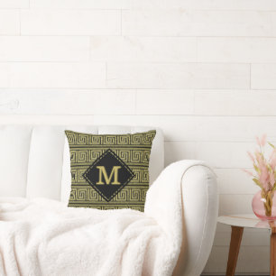 Griechisches klassisches Design in Gold und Schwar Kissen