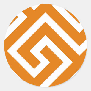 Griechisches klassisches Viereckmuster Runder Aufkleber